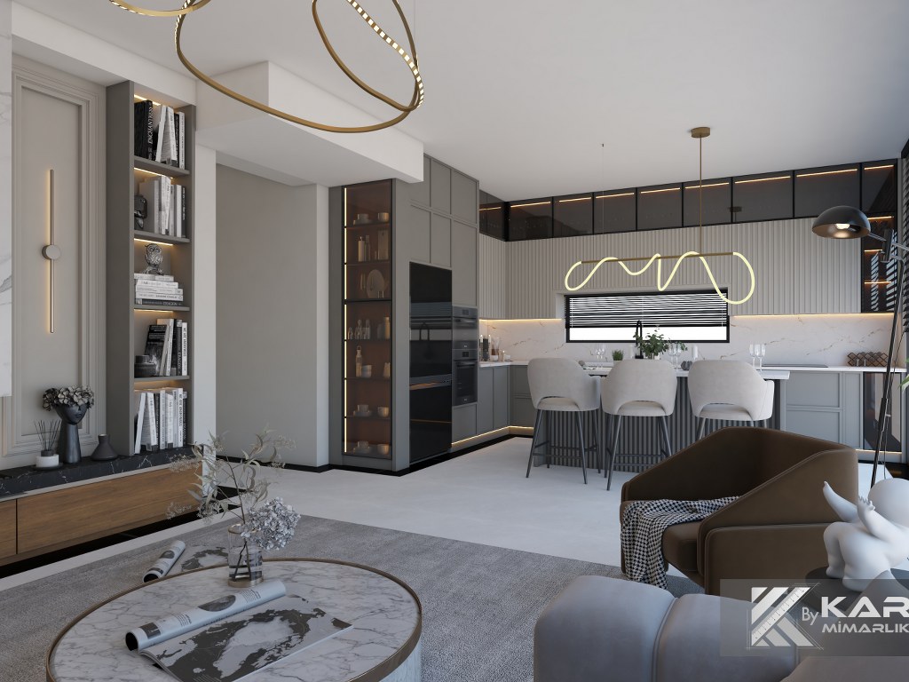 E.B. VİLLASI SALON VE MUTFAK PROJESİ